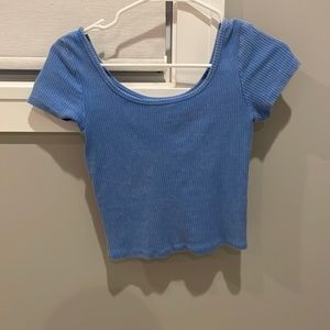 Target, blue cropped shirt